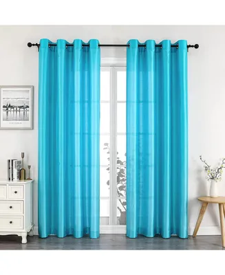 Kate Aurora Montauk Accents 2 Piece Turquoise Blue Sheer Grommet Top Window Curtain Panels