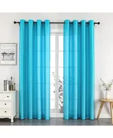 Kate Aurora Montauk Accents 2 Piece Turquoise Blue Lightweight Sheer Grommet Top Window Curtain Panels