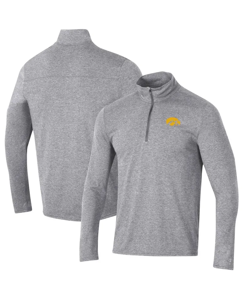 Men's Champion Heathered Gray Iowa Hawkeyes Field Day Team Quarter-Zip Jacket