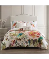 Bebejan Antique Flowers Ivory Bedding 200 Thread Count 100% Cotton Sateen 5 Piece Reversible Queen Comforter Set