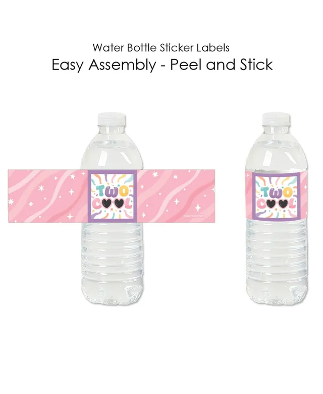 Big Dot Of Happiness Two Cool - Girl - Pastel 2nd Birthday Water Bottle  Sticker Labels - Set of 20 - Assorted Pre