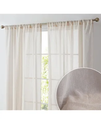 Hlc.me Penelope Faux Linen Textured Semi Sheer Privacy Sun Light Filtering Transparent Window Pocket Hole Thick Curtains Drapery Panels for Bedroom