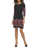 Tommy Hilfiger Women's Paisley 3/4-Sleeve Shift Dress