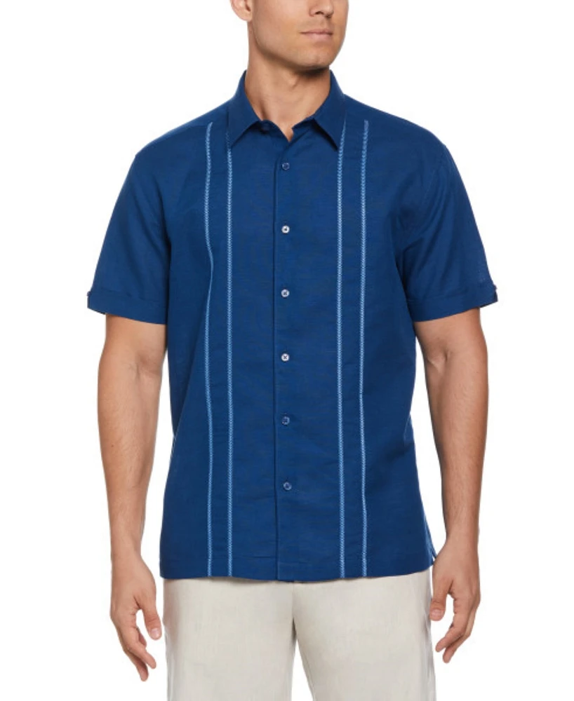Cubavera Men's Short Sleeve Panel Button-Front Linen Camp Shirt