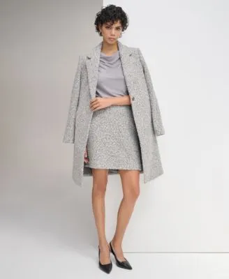 Calvin Klein Womens Boucle One Button Jacket Pencil Skirt