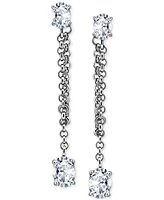 Giani Bernini Cubic Zirconia Chain Oval Drop Earrings in Sterling Silver, Created for Macy's