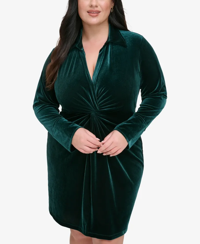 Calvin Klein Plus Size Velvet Twist-Front Sheath Dress