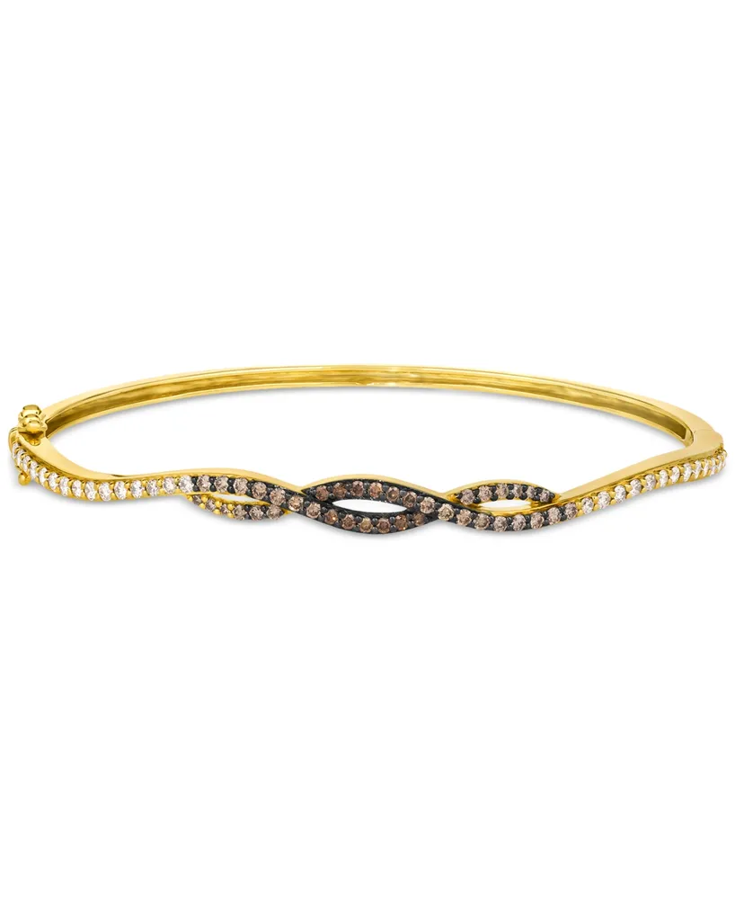 Le Vian Ombre Chocolate Ombre Diamond Crossover Bangle Bracelet (1 ct. t.w.) in 14k Gold