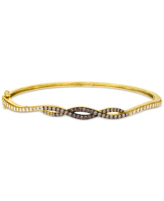 Le Vian Ombre Chocolate Ombre Diamond Crossover Bangle Bracelet (1 ct. t.w.) in 14k Gold