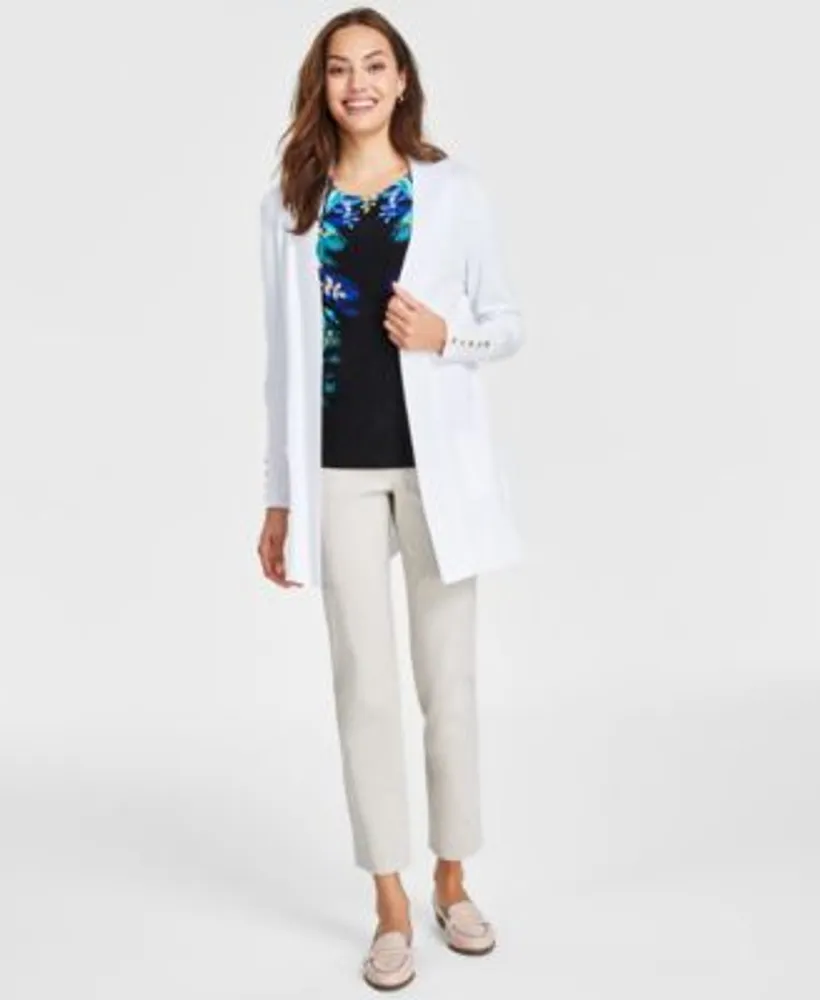 JM Collection Women's Open-Front Cardigan, Printed Top & Tummy