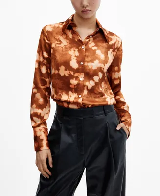 Mango Women's Tie-Dye Effect Satin Shirt