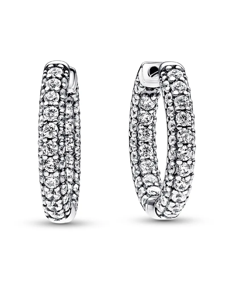 Pandora Timeless Pave Single-Row Hoop Earrings