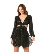 Lara Women's Long Sleeve Cut Out Dress with Lace Up Back