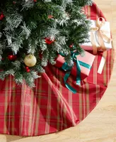 Elrene Shimmering Plaid Holiday Tree Skirt, 48" x 48"