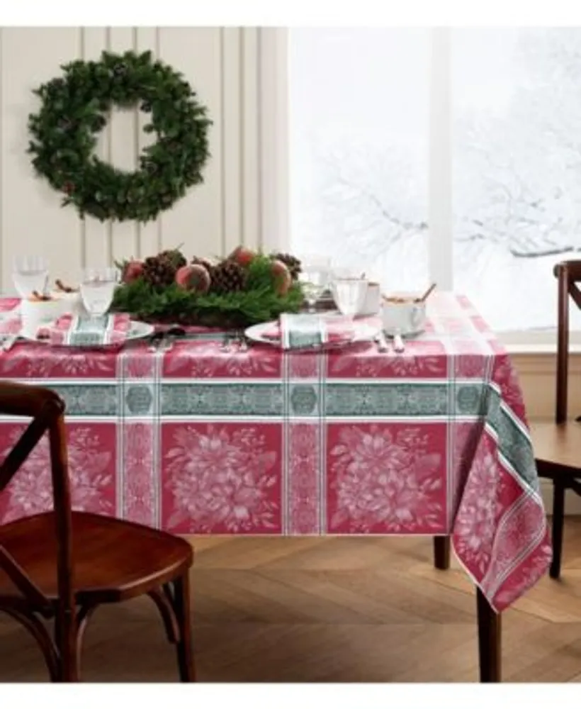 Elrene Poinsettia Plaid Table Linens Collection