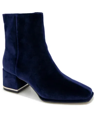 Kenneth Cole New York Women's Edie Square Toe Block Heel Bootie - Navy