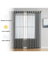 Hlc.me Tab Top Window Curtain Sheer Voile Panels for Living Room & Bedroom