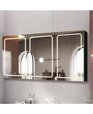 Simplie Fun Black Led Bathroom Medicine Cabinet, Mirror Defogging, Dimmer