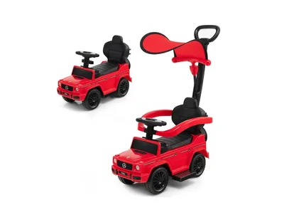 3-In-1 Ride on Push Car Mercedes Benz Stroller Sliding with Canopy