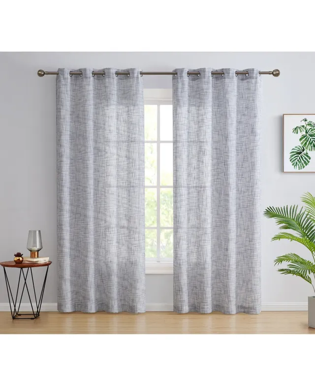 HLC.ME Abbey Faux Linen Textured Semi Sheer Privacy Sun Light Filtering Transparent Window Grommet Short Thick Curtains Drapery Panels for Bedroom 