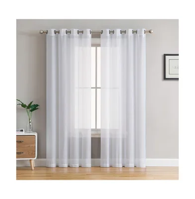 Hlc.me Extra Wide Semi Sheer Voile Window Curtain Drapes Grommet Panels - 2 Panels