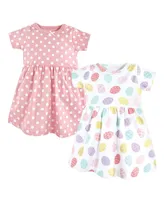 Hudson Baby Toddler Girls Cotton Dresses, Easter Eggs, 2