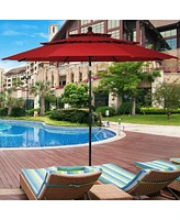 10ft 3 Tier Patio Umbrella Aluminum Sunshade Shelter Double Vented without Base