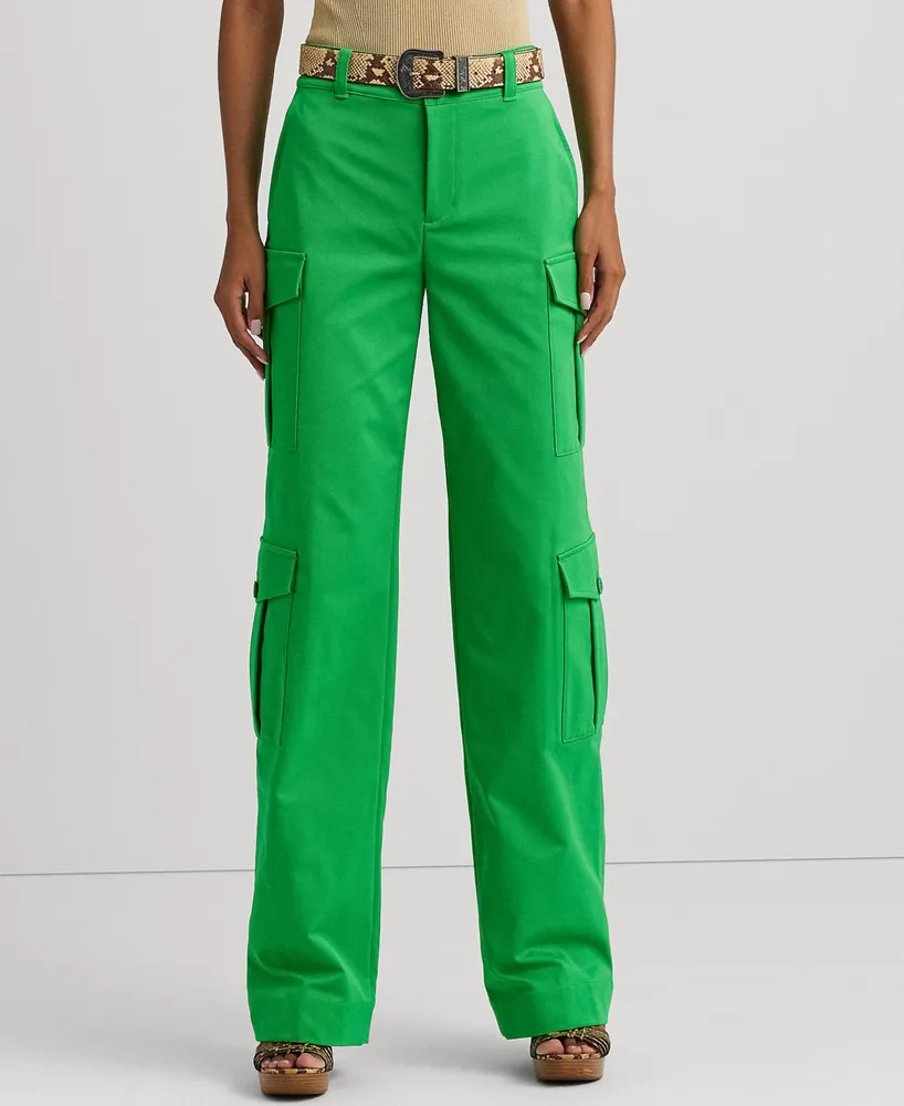 LAUREN RALPH LAUREN COTTON SATEEN CARGO PANT, | Military green Women‘s  Cargo | YOOX