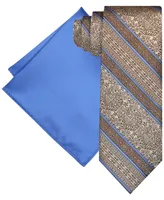Steve Harvey Men's Tapestry Stripe Tie & Pocket Square Set