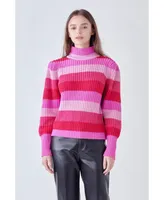 Women's Stripe Mockneck Sweater