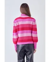 Women's Stripe Mockneck Sweater