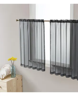 Hlc.me Window Curtain Short Sheer Voile Rod Pocket Cafe Tier Panels for Bathroom, Kitchen, Small Windows, Living Room and Bedroom