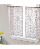 Audrey Embroidered Sheer Voile Window Curtain Short Rod Pocket Tiers For Kitchen Bedroom Small Windows Bathroom