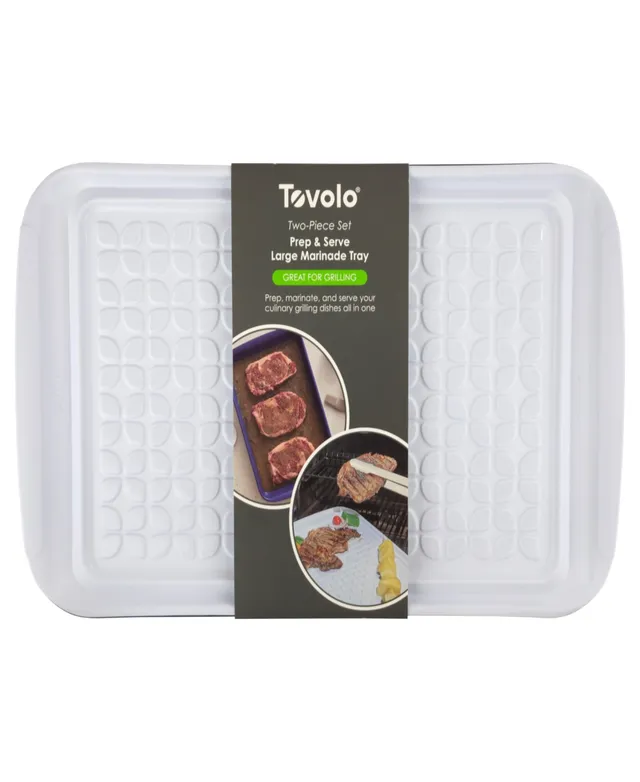 Tovolo Prep Serve Large Marinade Tray Set - White Tray with Stratus Blue Base