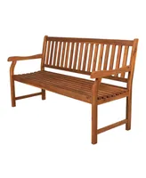 Jonathan Y Laurel Slat Back Acacia Wood Outdoor Garden Patio Bench