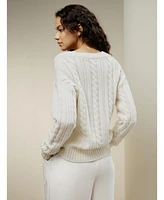 Lilysilk Women's Cable-Knit Wool-Cashmere Blend Sweater