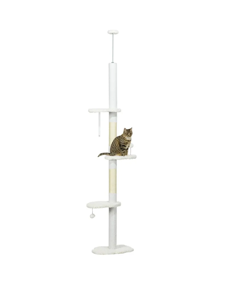 PawHut Floor to Ceiling Cat Tree with Scratching Posts, 88.5"