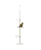 PawHut Floor to Ceiling Cat Tree with Scratching Posts, 88.5"