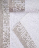 Superior Wisteria Floral Embroidered Jacquard Border Cotton 3 Piece Bath Towel Set