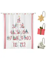 Avanti Holiday Countdown Shower Curtain and Shower Hooks, 13 Piece Set