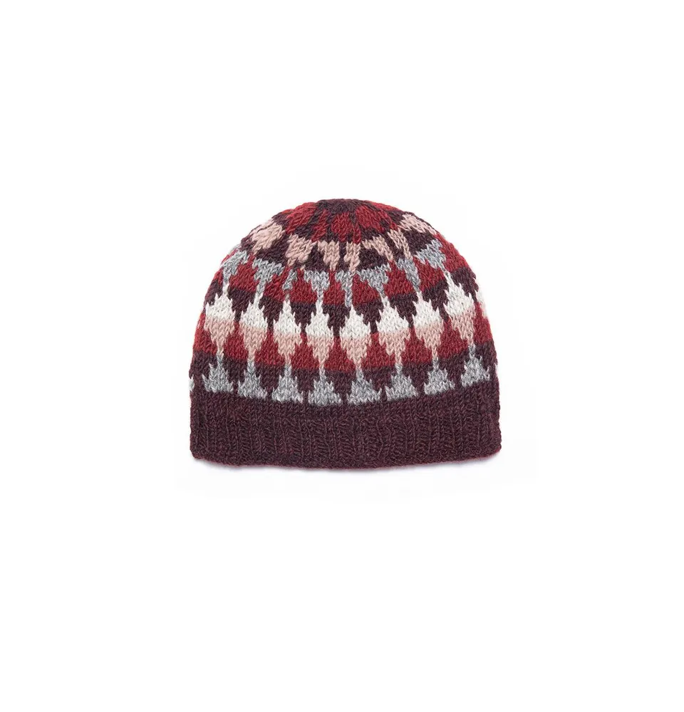 Feelgoodz Women's Artisan Hand-Knit Jaya Harlequin Wool Beanie Hat