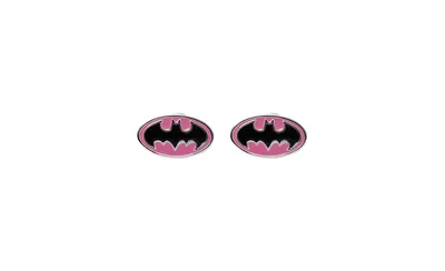 Dc Comics Batman Silver Plated Logo Stud Earrings