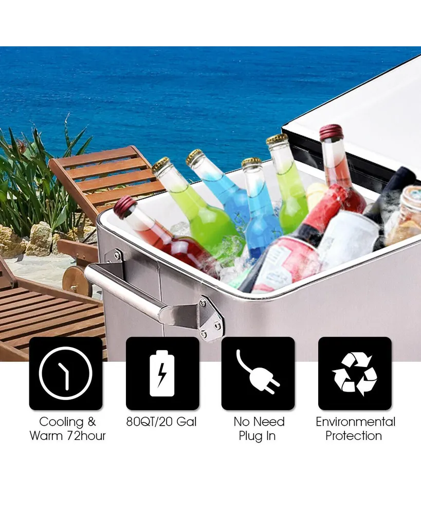 Patio Cooler Rolling Outdoor Stainless Steel Ice Beverage Chest Pool