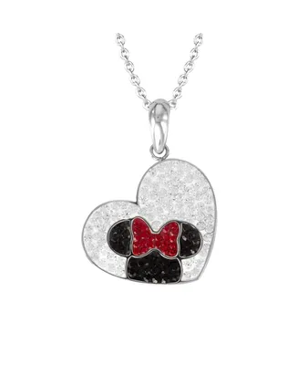 Disney Minnie Mouse Stainless Steel Crystal Heart Necklace, Officially Licensed