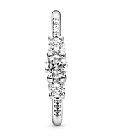 Pandora Cubic Zirconia Timeless Clear Three-Stone Ring