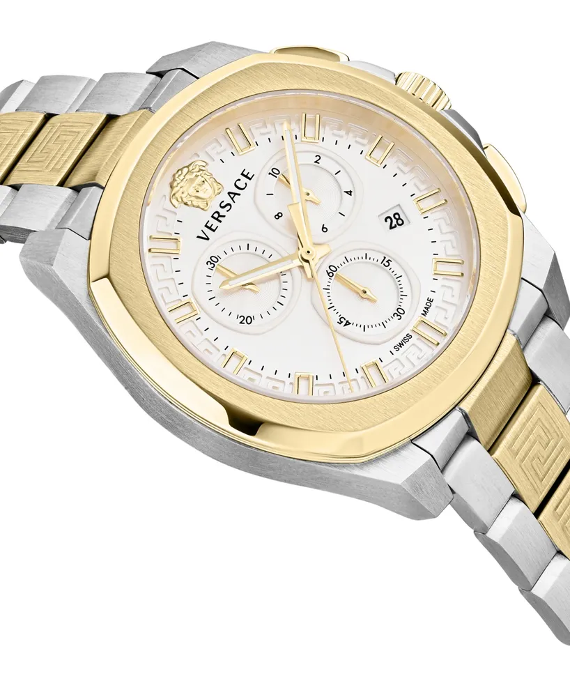 Versace Men's Swiss Chronograph Geo Two-Tone Stainless Steel Bracelet Watch 43mm