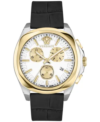 Versace Women's Swiss Chronograph Medusa Black Leather Strap Watch 40mm