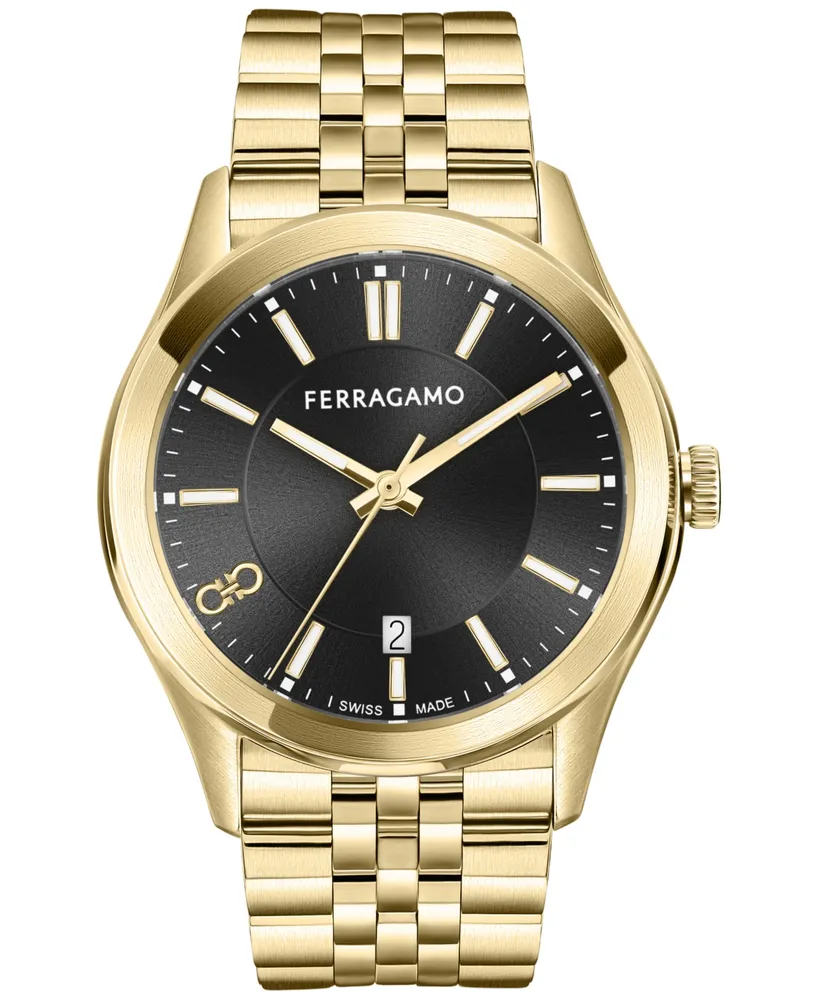 Salvatore Ferragamo Men's Swiss Classic Gold Ion-Plated Stainless Steel Bracelet Watch 42mm
