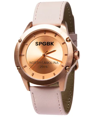 Spgbk Watches Unisex Elizabeth Three Hand Quartz Rose Leather Watch 44mm