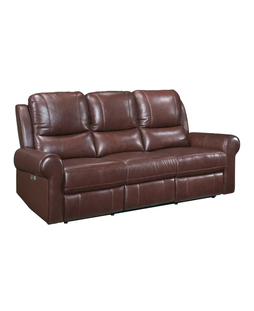 White Label Florentina 82" Leather Match Power with Power Headrests Double Reclining Sofa